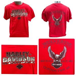VINTAGE HARLEY DAVIDSON Red T-SHIRT  SIZE L, Live To Ride, Ride To Live 2004